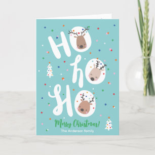 Süße Weihnachtsrentier mit Hohoho-Text Feiertagskarte
