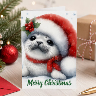 Süße Weihnachtsrobbe Feiertagskarte