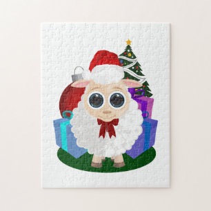 Süße Weihnachtsschaf-Feiertags-Szene Festliche Win Puzzle