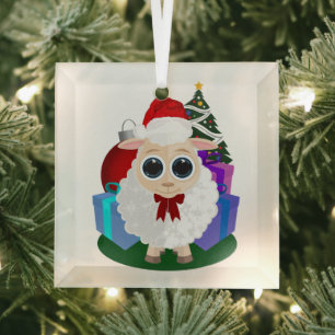 Süße Weihnachtsschaf-Festtags-Runde Ornament Aus Glas