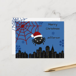 Süße Weihnachtsspinne Personalisiert Feiertagspostkarte