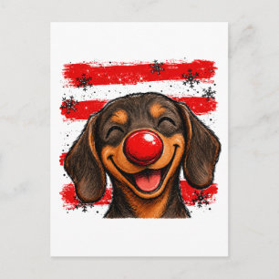 Süße Weihnachtsstreifen-Dachshund Ankündigungspostkarte