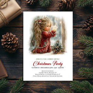 Süße Weihnachtsszene Gemütliches Mädchen Weihnacht Einladung