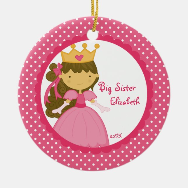 Süße Weihnachtsverzierung Prinzessin-große Keramik Ornament (Vorne)