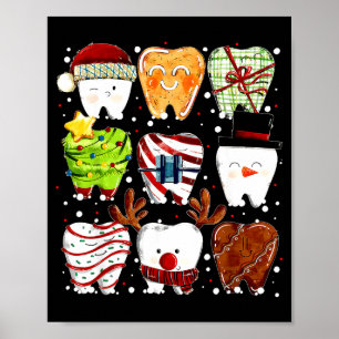 Süße Weihnachtszähne Lustiger Weihnachts-Zahnarzt Poster