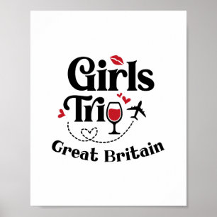 Süße Wein Mädchen Reise Großbritannien Urlaub Poster