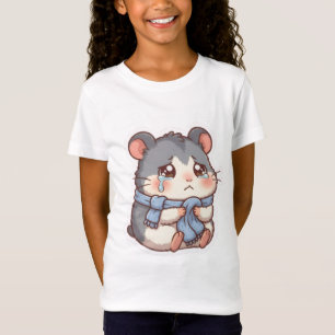 Süße weinende Chibi Hamster weicher blauer Schal K T-Shirt