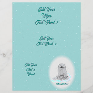 Süße weiße Baby-Seeeotter, Frohe Weihnachten Flyer