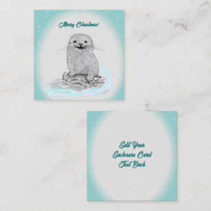 Süße weiße Baby Seeotter , Frohe Weihnachten Begleitkarte