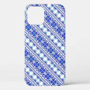 Süße weiße blaue dekorative ukrainische Streifen Case-Mate iPhone Hülle