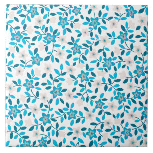 Süße weiße blaue nahtlose Frühlingsblumenmuster Fliese