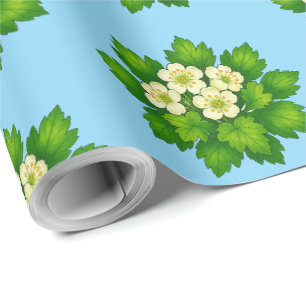 Süße weiße Blumen und grüne Blätter Geschenkpapier