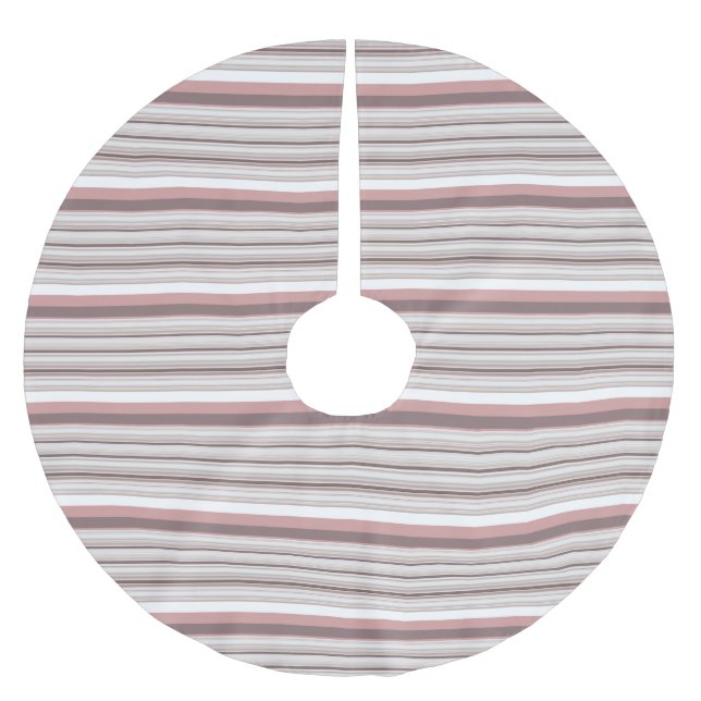 Süße weiße braune Streifen Polyester Weihnachtsbaumdecke (Vorderseite)