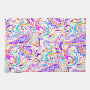 Süße weiße bunte Paisley-Muster Geschirrtuch