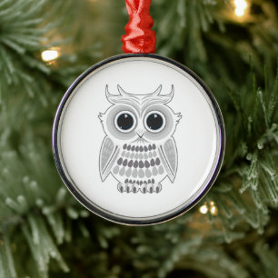 Süße weiße Eule große Augen Winterwald Weihnachten Ornament Aus Metall