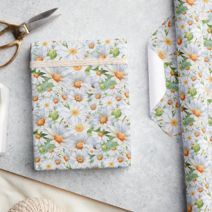 Süße weiße florale Vintage-Wasserfarben-Gänseblümc Geschenkpapier