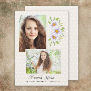 Süße weiße Gänseblümchen-Abschlussfeier-Foto Einladung