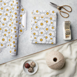 Süße weiße gelbe Gänseblümchen Blumenkunst-Muster Geschenkpapier