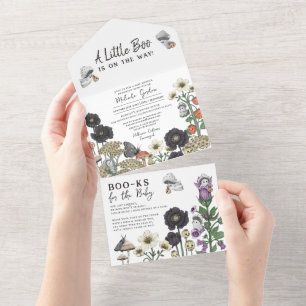 Süße weiße gespenstische Blumen Halloween Baby Sho All In One Einladung