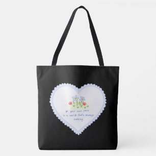 "Süße weiße Herz-Blumen-Doodle-Schwarze-Tasche A
