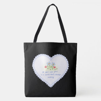 "Süße weiße Herz-Blumen-Doodle-Schwarze-Tasche | A