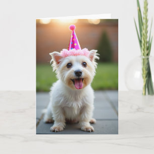 Süße weiße Hund Geburtstagskarte Karte