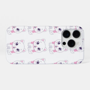 Süße weiße Kätzchen-Illustration  iPhone 16 Pro Hülle