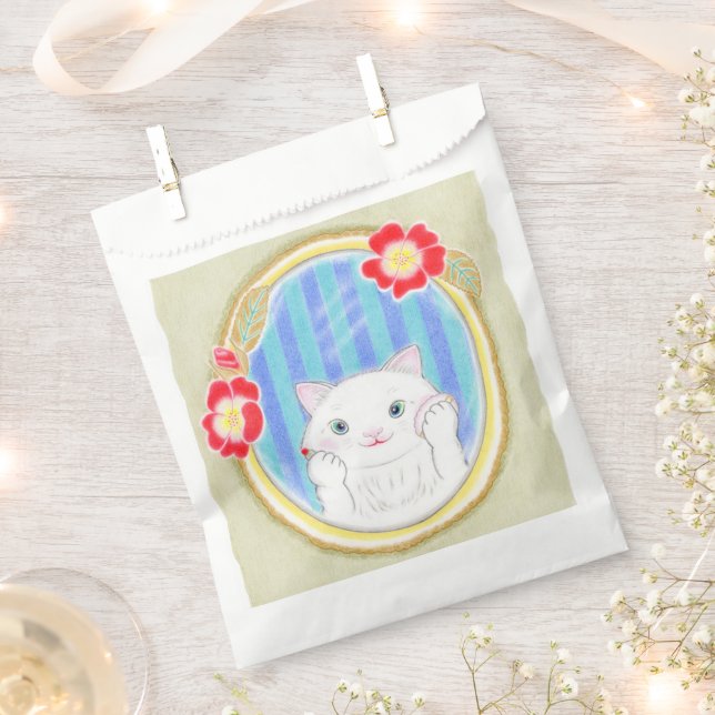 Süße weiße Kätzchen-Katze-Geschenktüte Geschenktütchen (Ausgeschnitten)