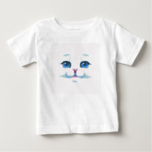 Süße weiße Katze blaue Augen Gesicht Baby T-shirt
