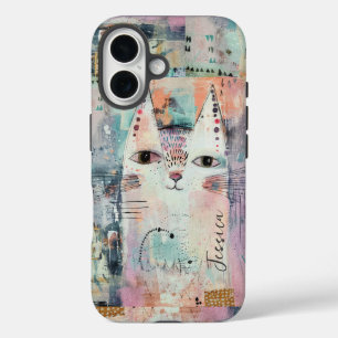 Süße weiße Katze iPhone 16 Hülle