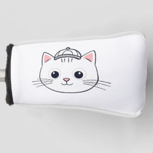 Süße weiße Katze mit Baseballkappe Golfschlägerkop Golf Headcover