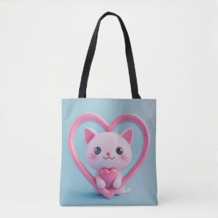 Süße weiße Katze mit Herz Kawaii Kitty Liebesdesig