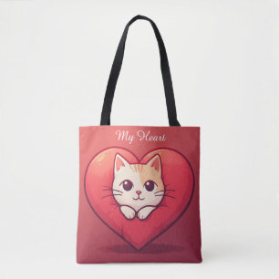 Süße weiße Katze mit Herz Kawaii Kitty Liebesdesig
