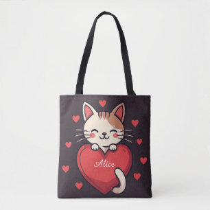 Süße weiße Katze mit Herz Kawaii Kitty Liebesdesig