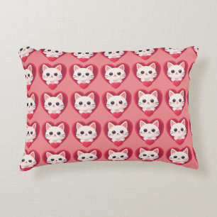 Süße weiße Katze mit Herz Kawaii Kitty Liebesdesig Dekokissen