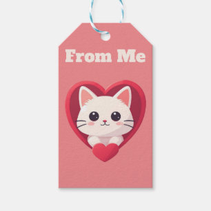 Süße weiße Katze mit Herz Kawaii Kitty Liebesdesig Geschenkanhänger