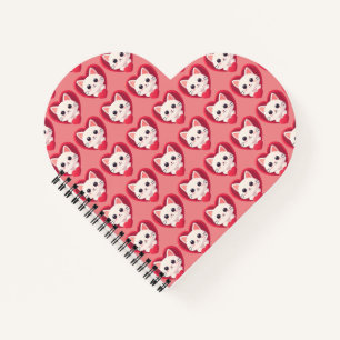 Süße weiße Katze mit Herz Kawaii Kitty Liebesdesig Notizbuch