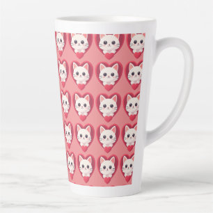 Süße weiße Katze mit Herz Kawaii Kitty Love Design Milchtasse