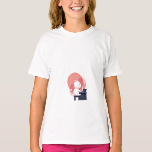 Süße weiße Katze spielt Klavier Kinder T-Shirt