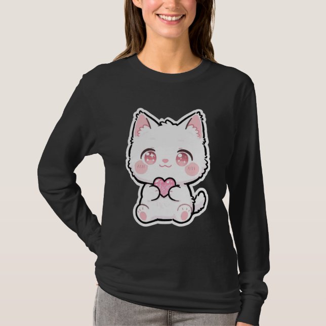 Süße weiße Katze T-Shirt (Vorderseite)