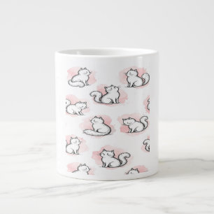 Süße weiße Katzen rosa Wasserfarben-Muster Kawaii- Jumbo-Tasse