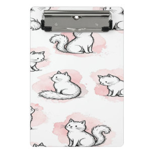 Süße weiße Katzen rosa Wasserfarben-Muster Kawaii- Mini Klemmbrett