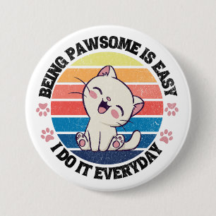 Süße weiße Kawaii-Katze Button