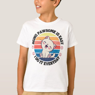 Süße weiße Kawaii-Katze T-Shirt