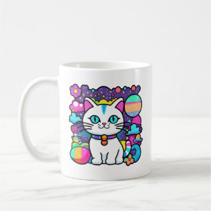 Süße Weiße Kosmische Raumkatze Kaffeetasse