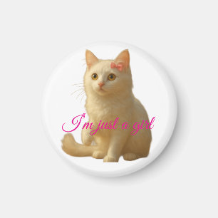 Süße weiße Perserkatze "Ich bin nur ein Mädchen" R Magnet