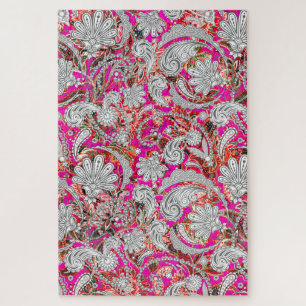 Süße weiße rosa Paisley-Muster Puzzle