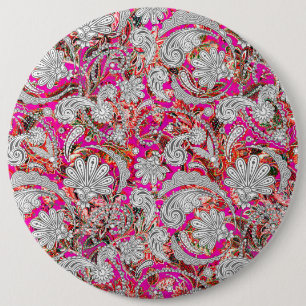 Süße weiße rosa Paisleymuster Button