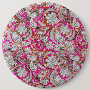 Süße weiße rosa Paisleymuster Button