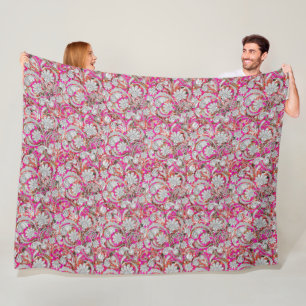 Süße weiße rosa Paisleymuster Fleecedecke